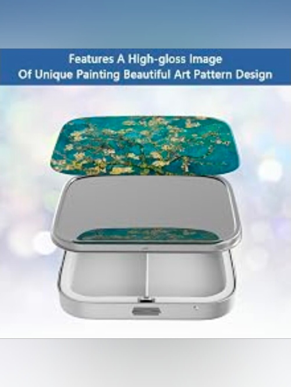 Van Gogh Almond Blossom Pill Box 2 Compartment Pill Case / Pill Organizer BNIB - Picture 15 of 16